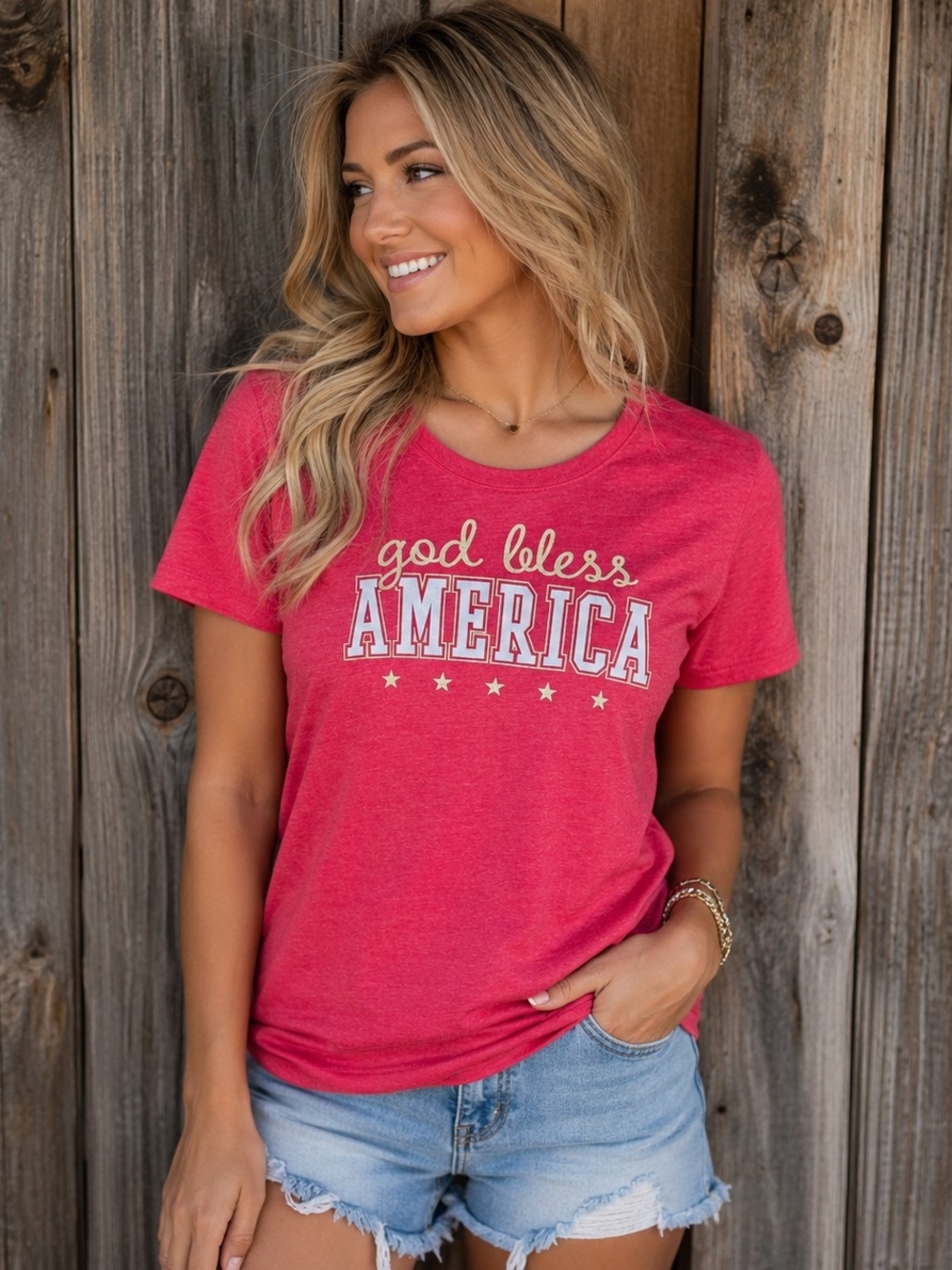 God Bless America Red Patroitic Graphic Tee NWOT Size Medium